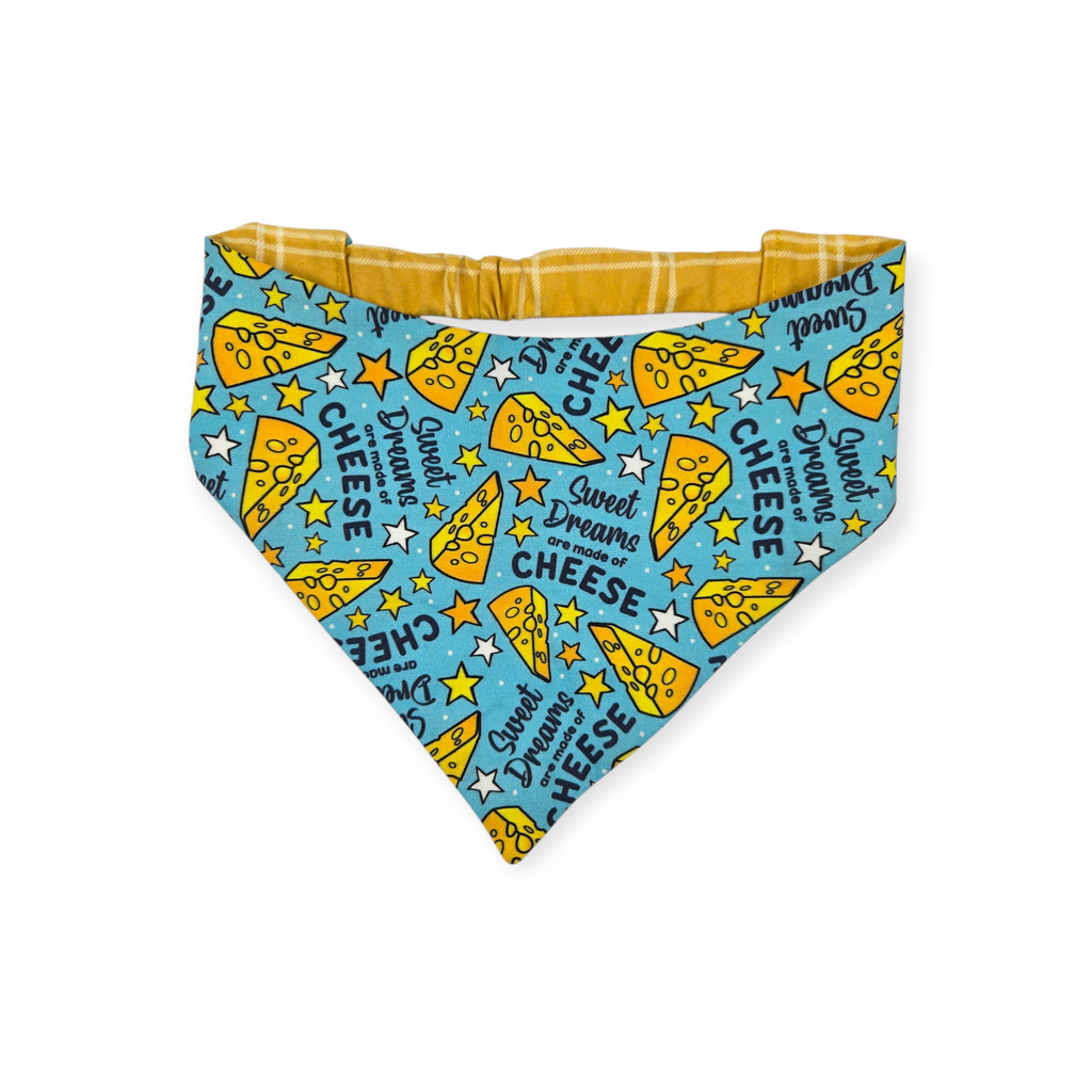 Sweet Dreams/Mustard Plaid Reversible Slip-on Scrunchie Bandana (Large)