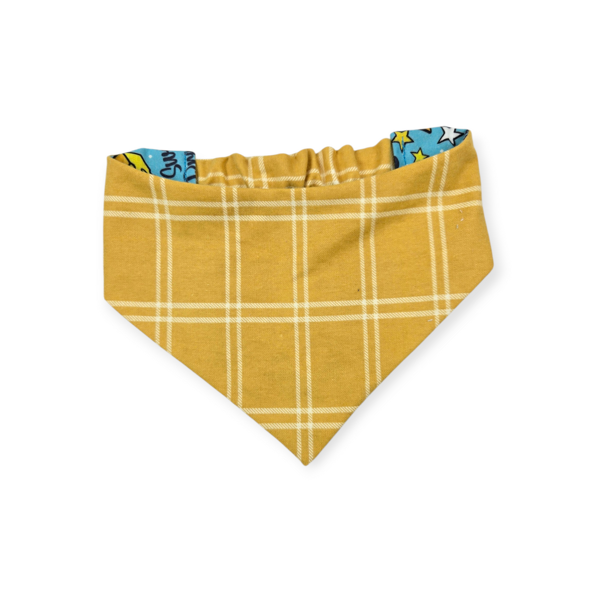 Sweet Dreams/Mustard Plaid Reversible Slip-on Scrunchie Bandana (Small/Medium)
