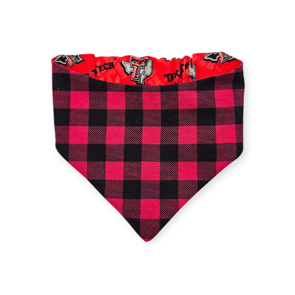 Raiders/Red Buffalo Plaid Reversible Slip-on Scrunchie Bandana (Small)