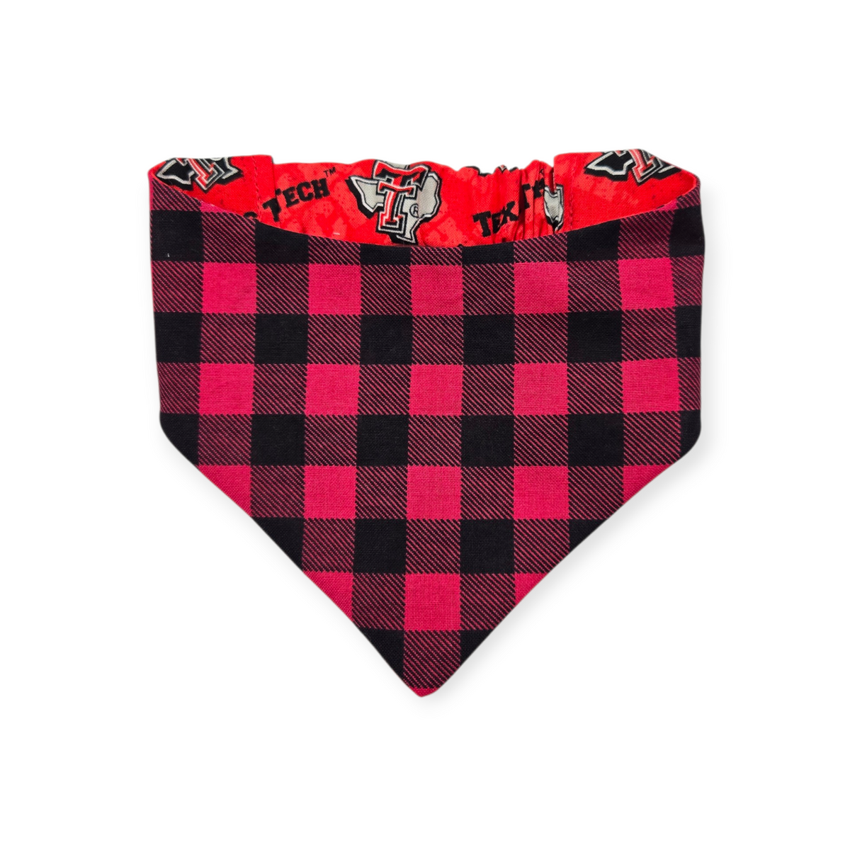 Raiders/Red Buffalo Plaid Reversible Slip-on Scrunchie Bandana (Small)