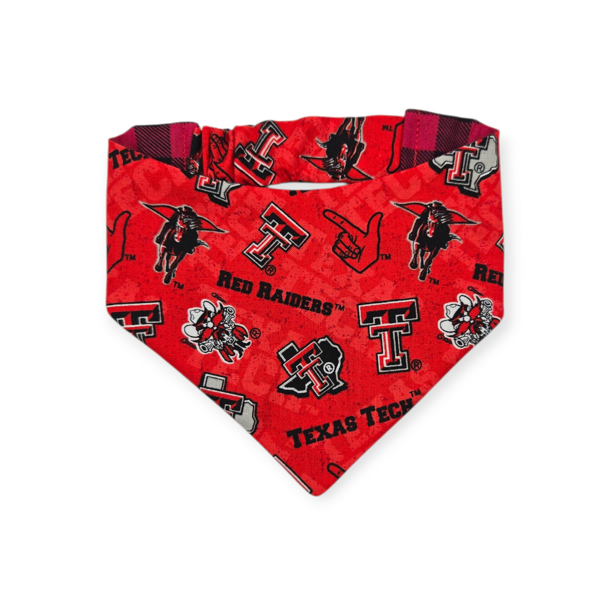 Raiders/Red Buffalo Plaid Reversible Slip-on Scrunchie Bandana (Small)