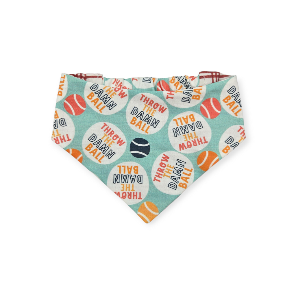 Throw the Ball/Poppy Plaid Slip-on Scrunchie Bandana (Large)