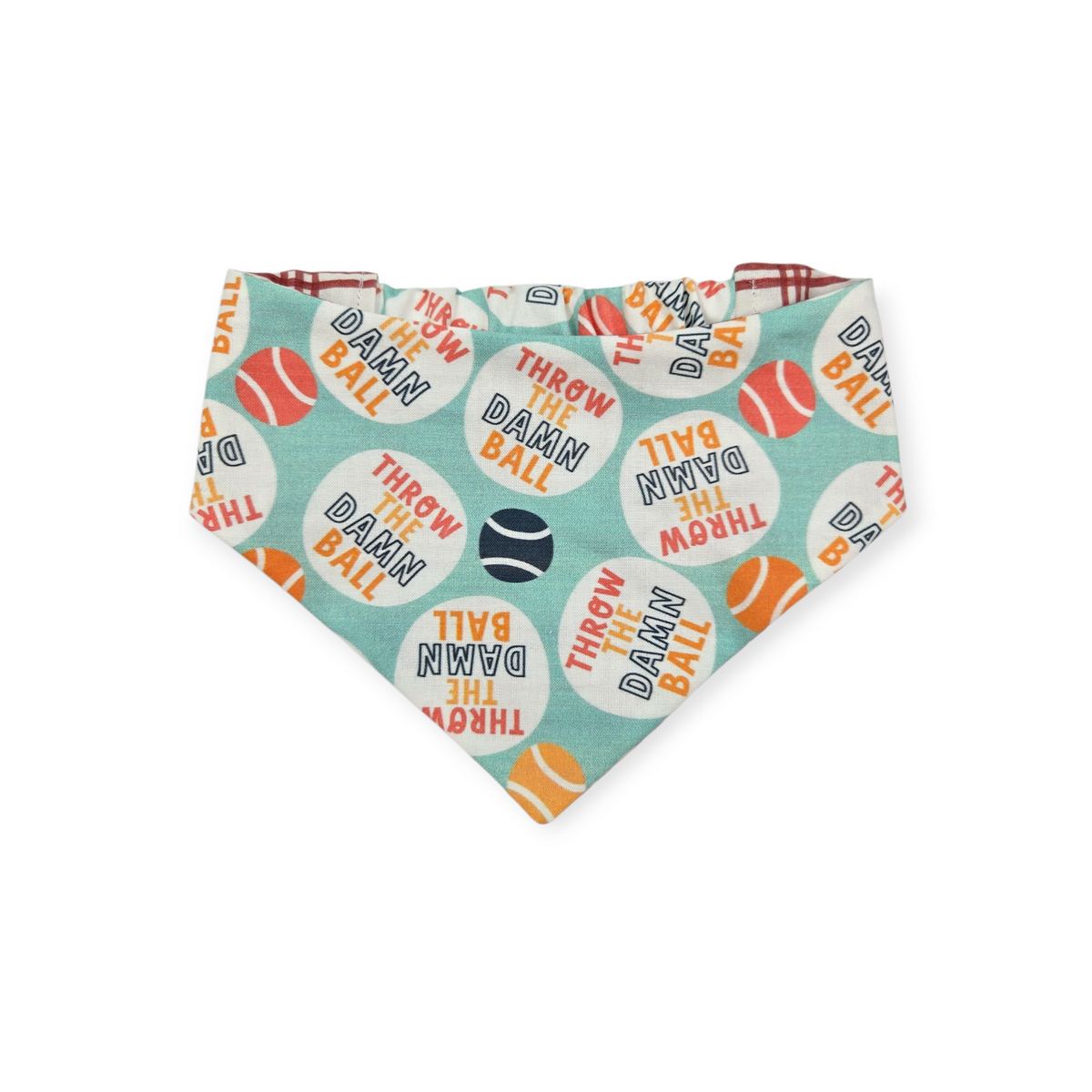 Throw the Ball/Poppy Plaid Slip-on Scrunchie Bandana (Large)