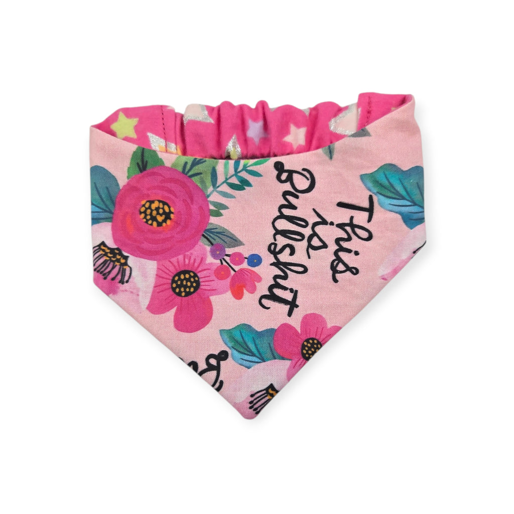 This is Bullshit/Pink Stars Reversible Slip-on Scrunchie Bandana (Small)