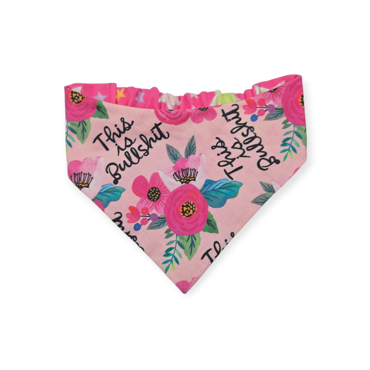 This is Bullshit/Pink Stars Reversible Slip-on Scrunchie Bandana (Medium)