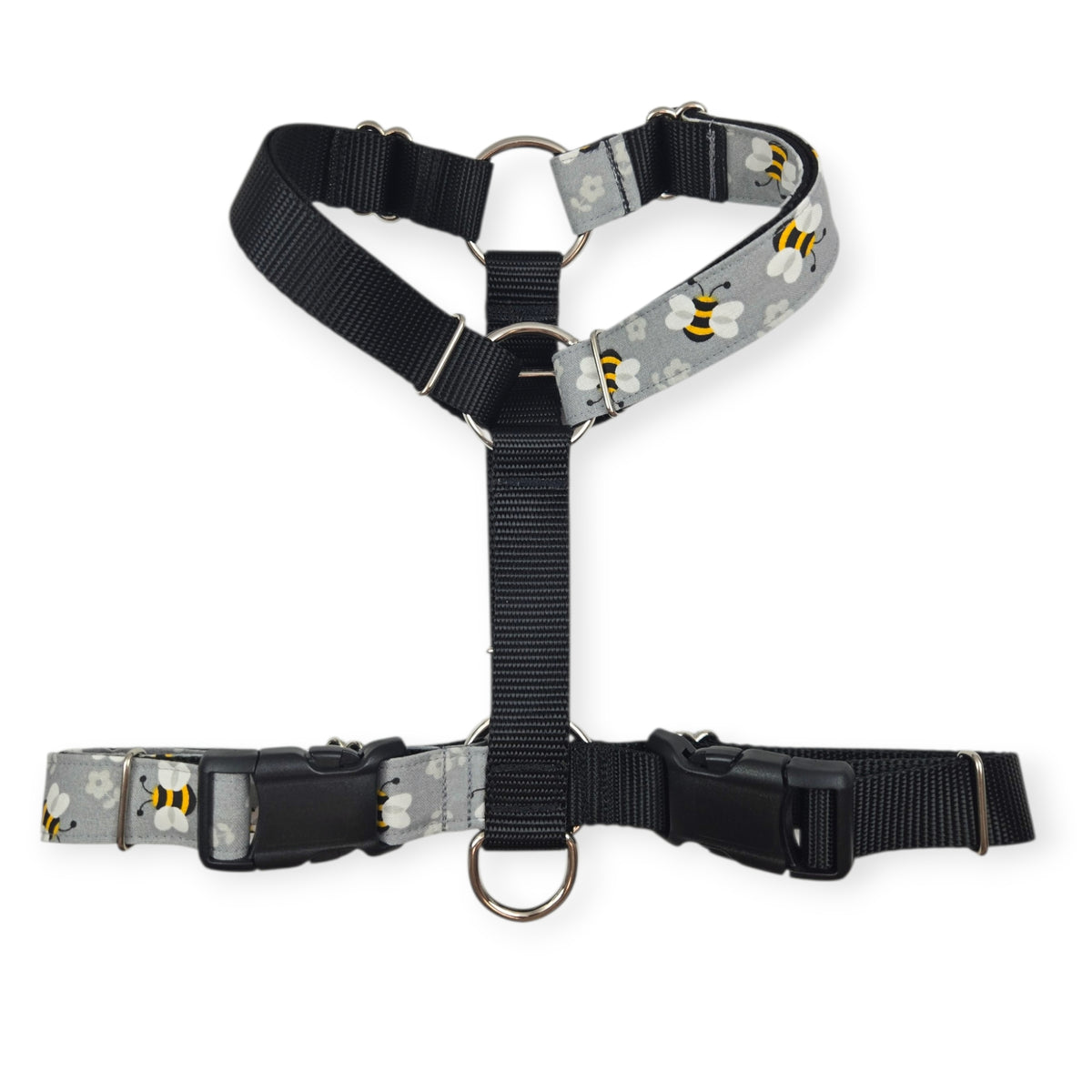 Gray Floral Bumble Bee SureFit Harness (Medium/Large)