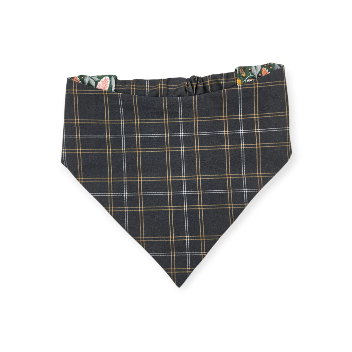 Honey Garden Bee-utiful Bees/Black Plaid Reversible Slip-on Scrunchie Bandana (Large)