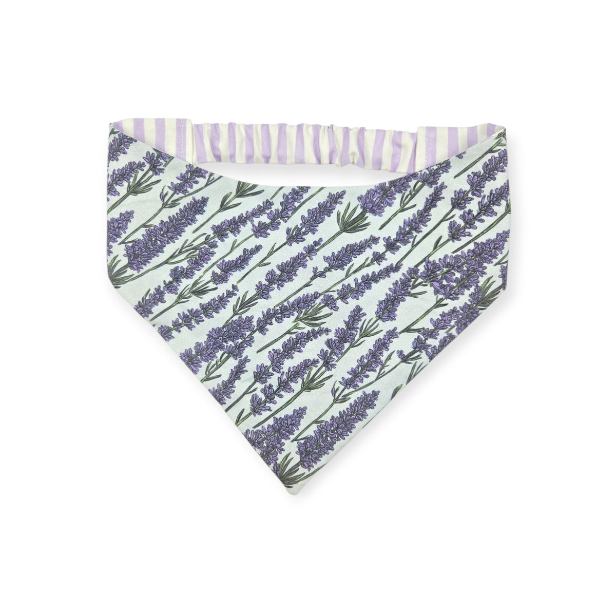 Shabby Chic Lavender Floral/Lavender Purple Stripe Slip-on Scrunchie Bandana (Large/X-Large)