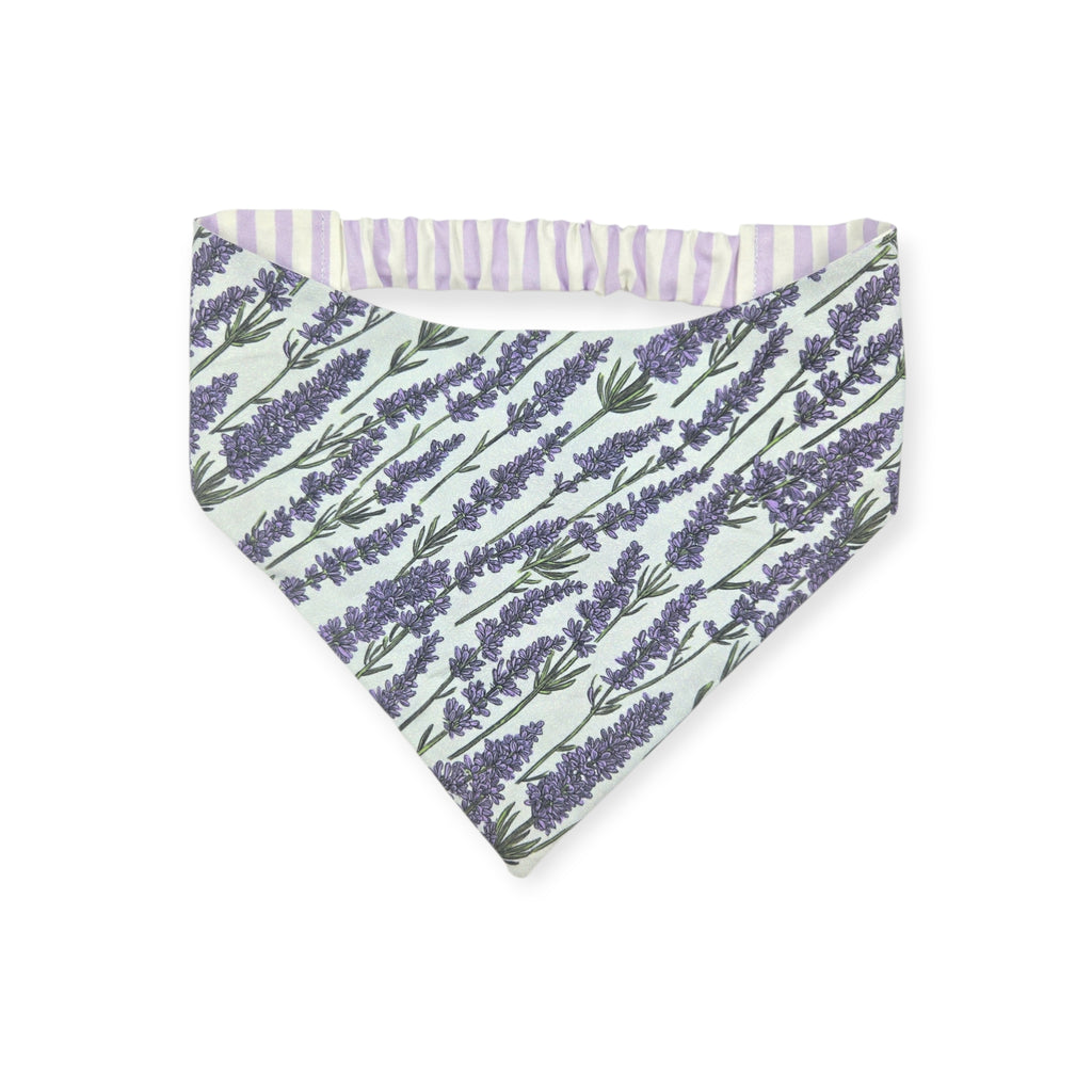 Shabby Chic Lavender Floral/Lavender Purple Stripe Reversible Slip-on Scrunchie Bandana (X-Large)