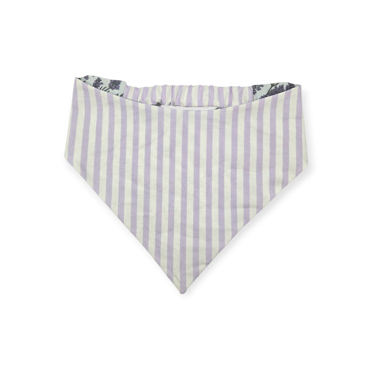 Shabby Chic Lavender Floral/Lavender Purple Stripe Reversible Slip-on Scrunchie Bandana (X-Large)