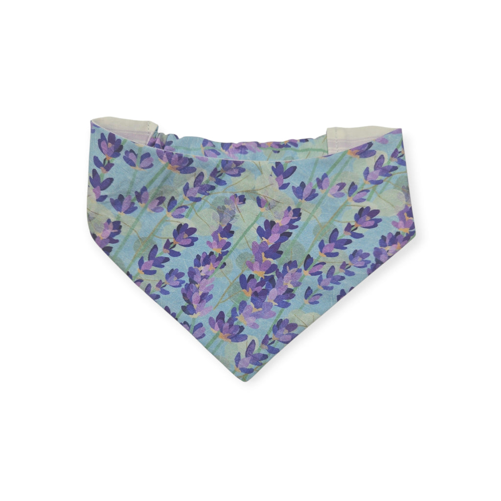 Aromatherapy-Lavender Fields/Purple Ticking Stripe Reversible Slip-on Scrunchie Bandana (Medium)