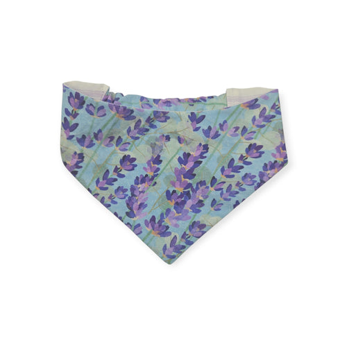 Aromatherapy-Lavender Fields/Purple Ticking Stripe Reversible Slip-on Scrunchie Bandana (Medium)