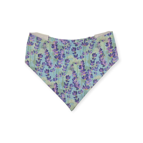 Aromatherapy-Lavender Fields/Purple Ticking Stripe Reversible Slip-on Scrunchie Bandana (Medium/Large)