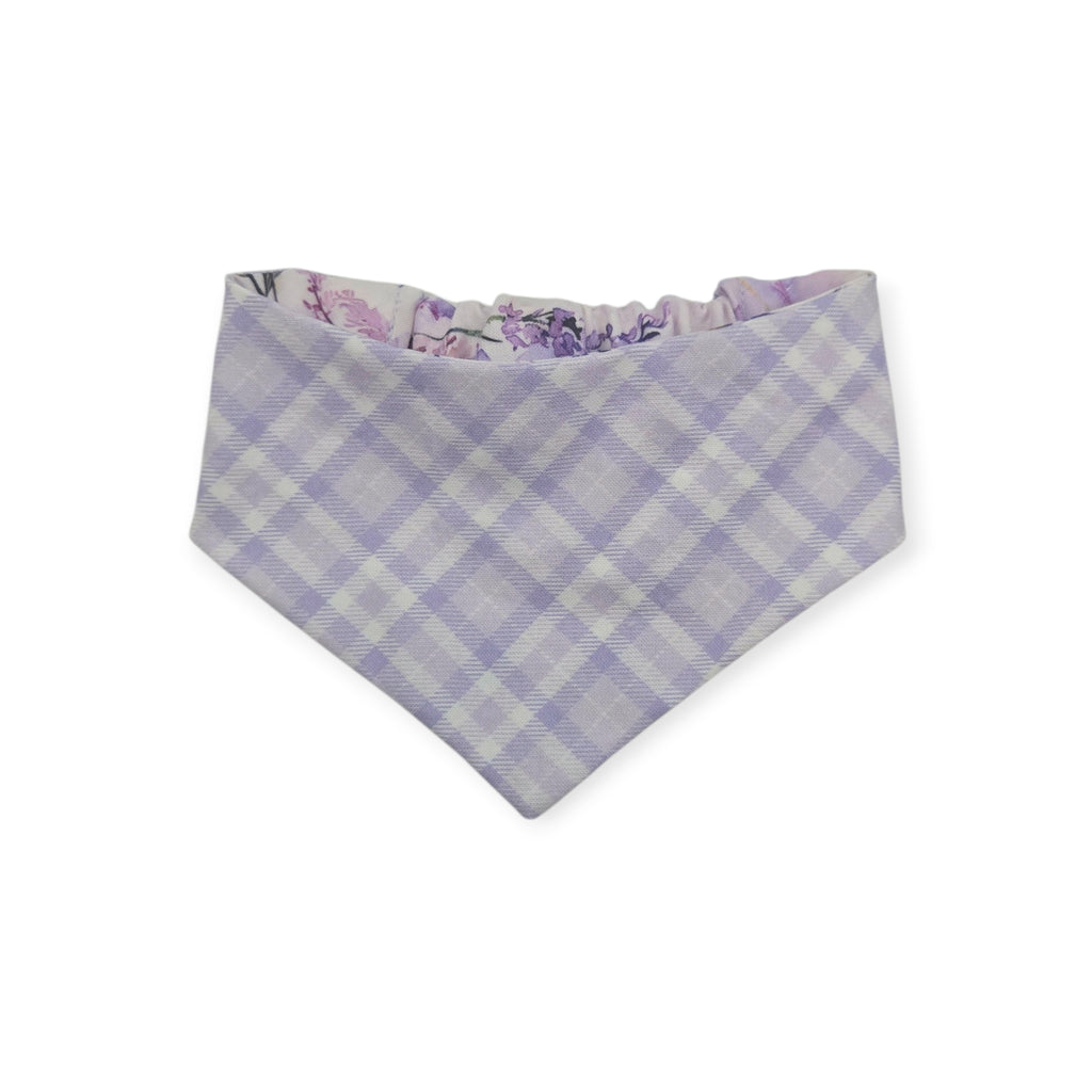 Vintage Lavender/Lavender Diagonal Plaid Reversible Slip-on Scrunchie Bandana (X-Small/Small)