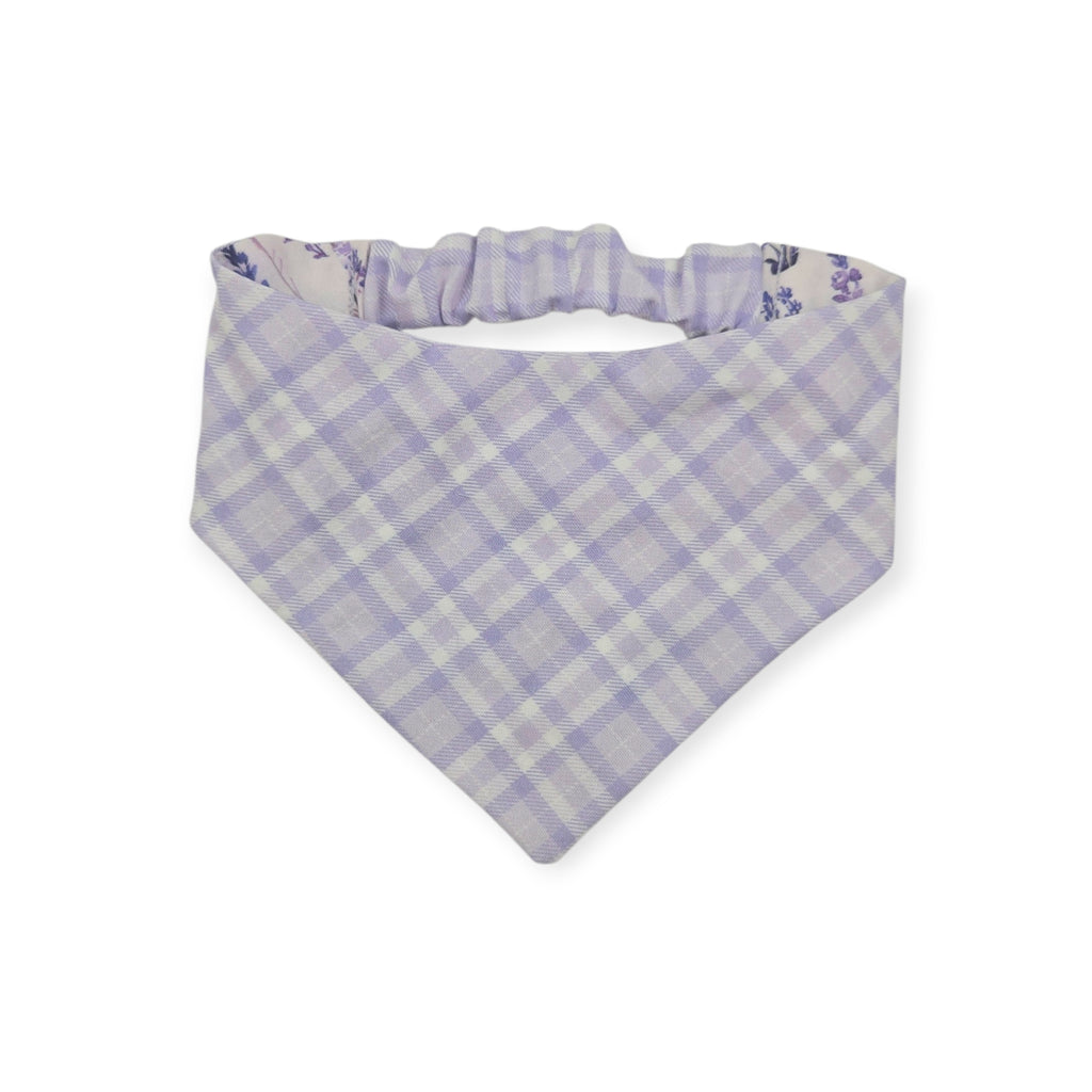 Vintage Lavender/Lavender Diagonal Plaid Reversible Slip-on Scrunchie Bandana (Medium)