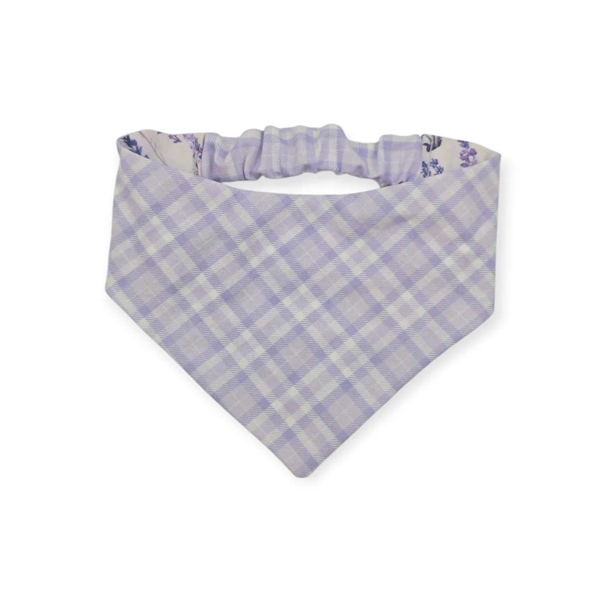 Vintage Lavender/Lavender Diagonal Plaid Reversible Slip-on Scrunchie Bandana (Medium)