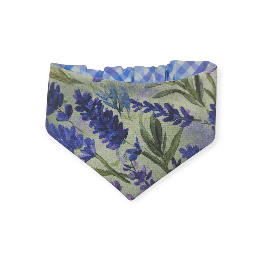 Fields of Lavender/Purple Weave Diagonal Plaid Reversible Slip-on Scrunchie Bandana (Small)