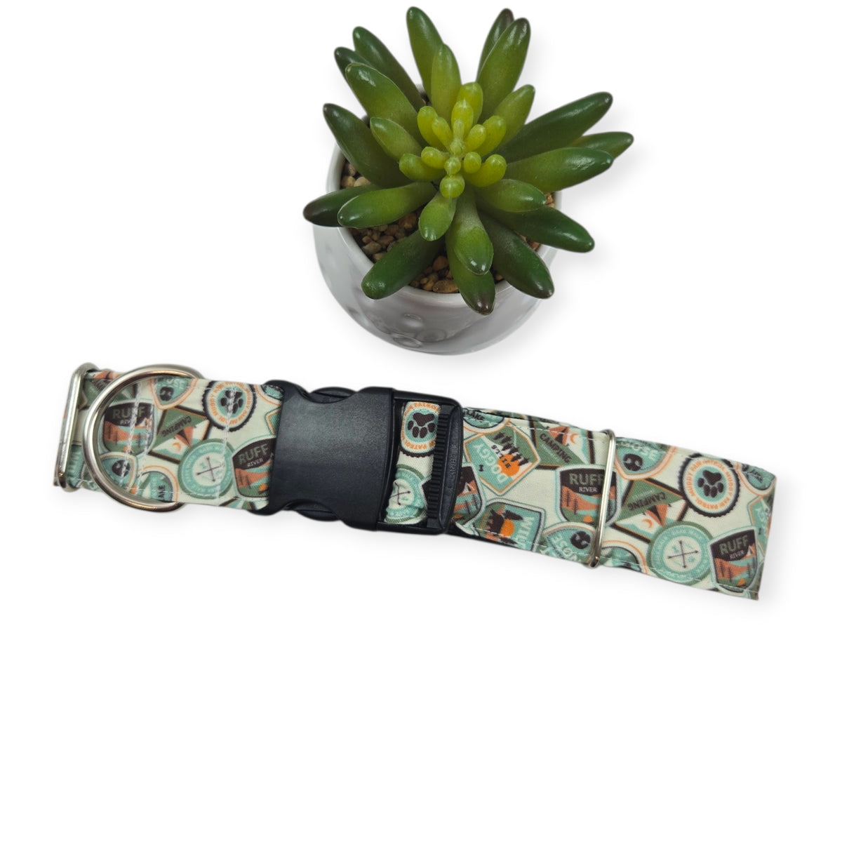 Dog Camping Adventures Dog Collar (XX-Large, 1.5" wide)