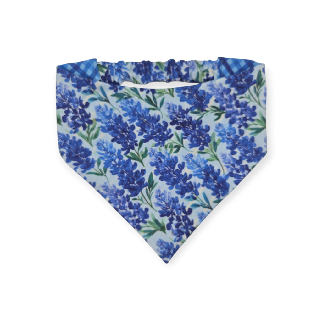 Watercolor Bluebonnet/Navy Weave Diagonal Plaid Slip-on Scrunchie Bandana (Large/X-Large)
