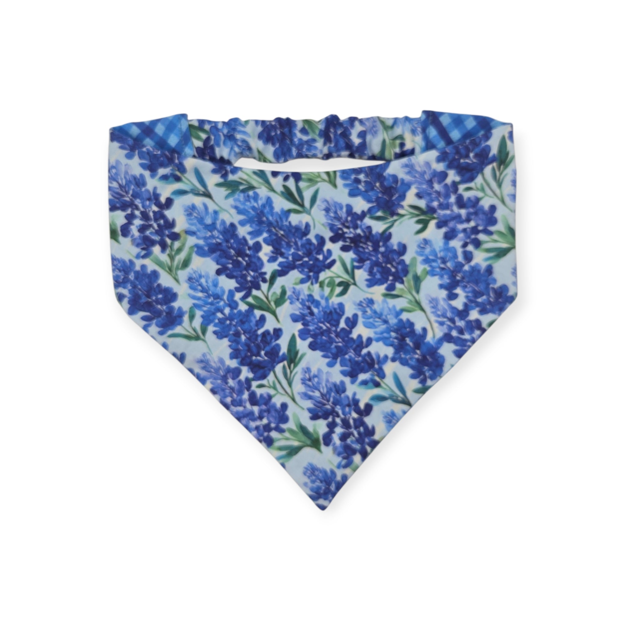 Watercolor Bluebonnet/Navy Weave Diagonal Plaid Slip-on Scrunchie Bandana (Large/X-Large)