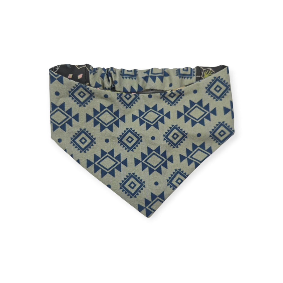 Boho Southwestern Desert/ Alpaca Teal Southwestern Reversible Slip-on Scrunchie Bandana (Medium)