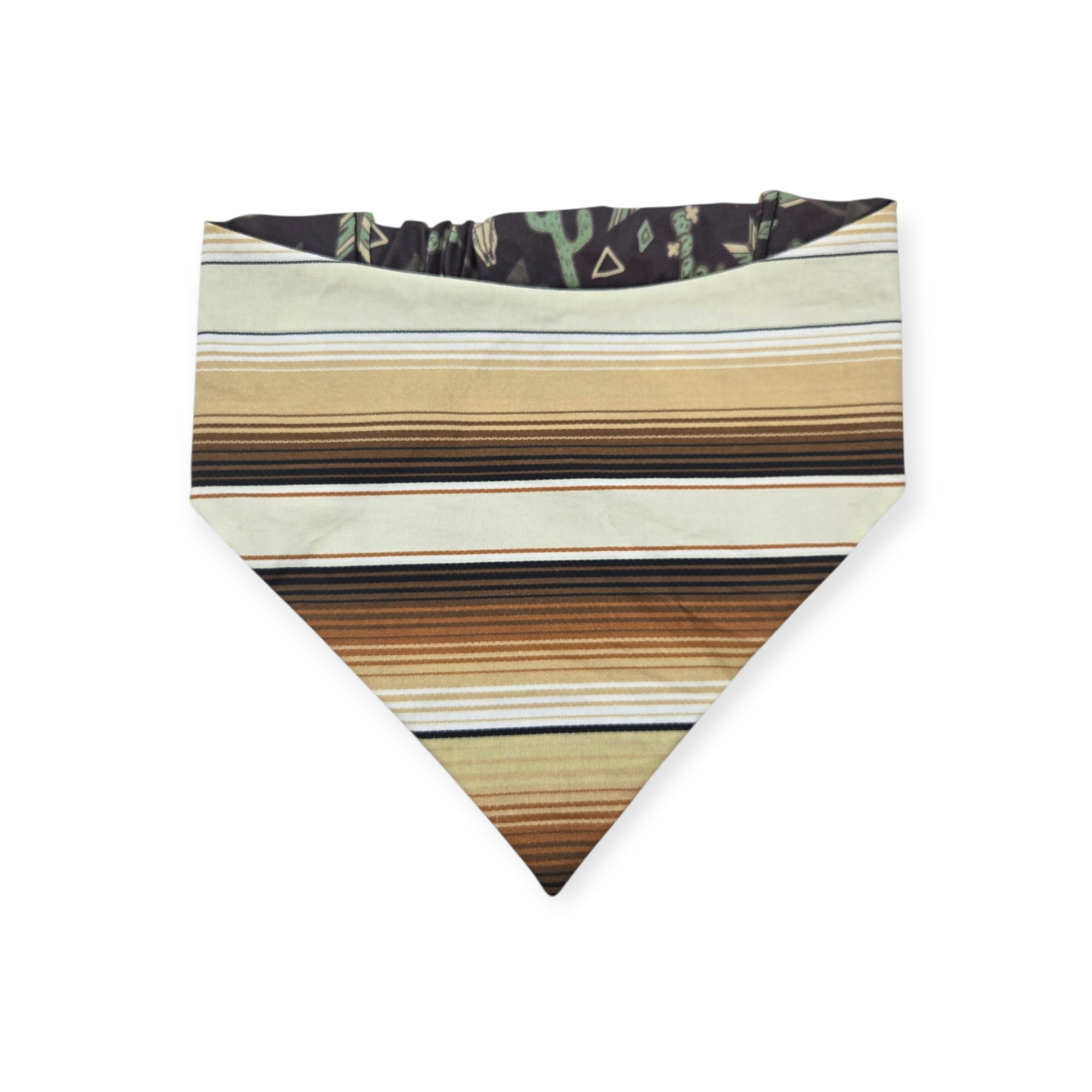 Western Elements on Mud/Brown Serape Reversible Slip-on Scrunchie Bandana (Medium/Large)