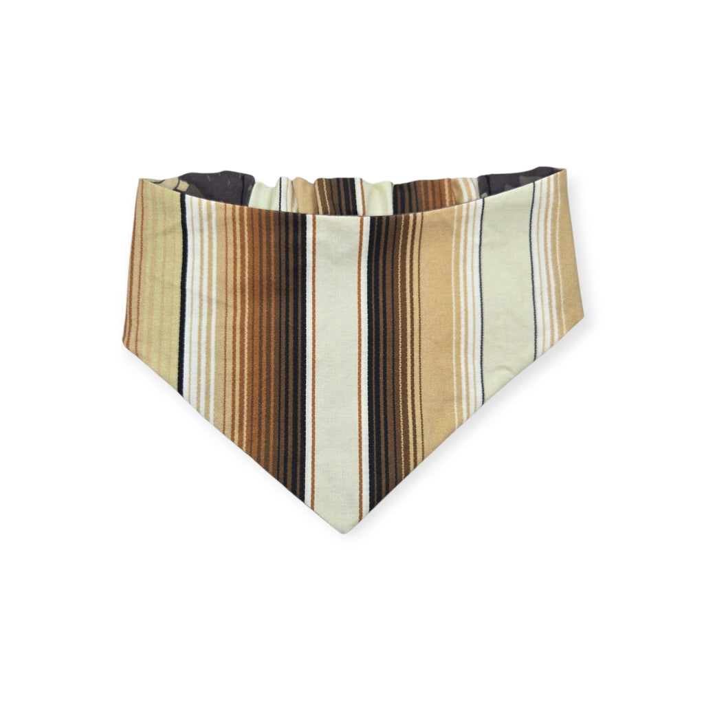 Western Elements on Mud/Brown Serape Reversible Slip-on Scrunchie Bandana (Medium)