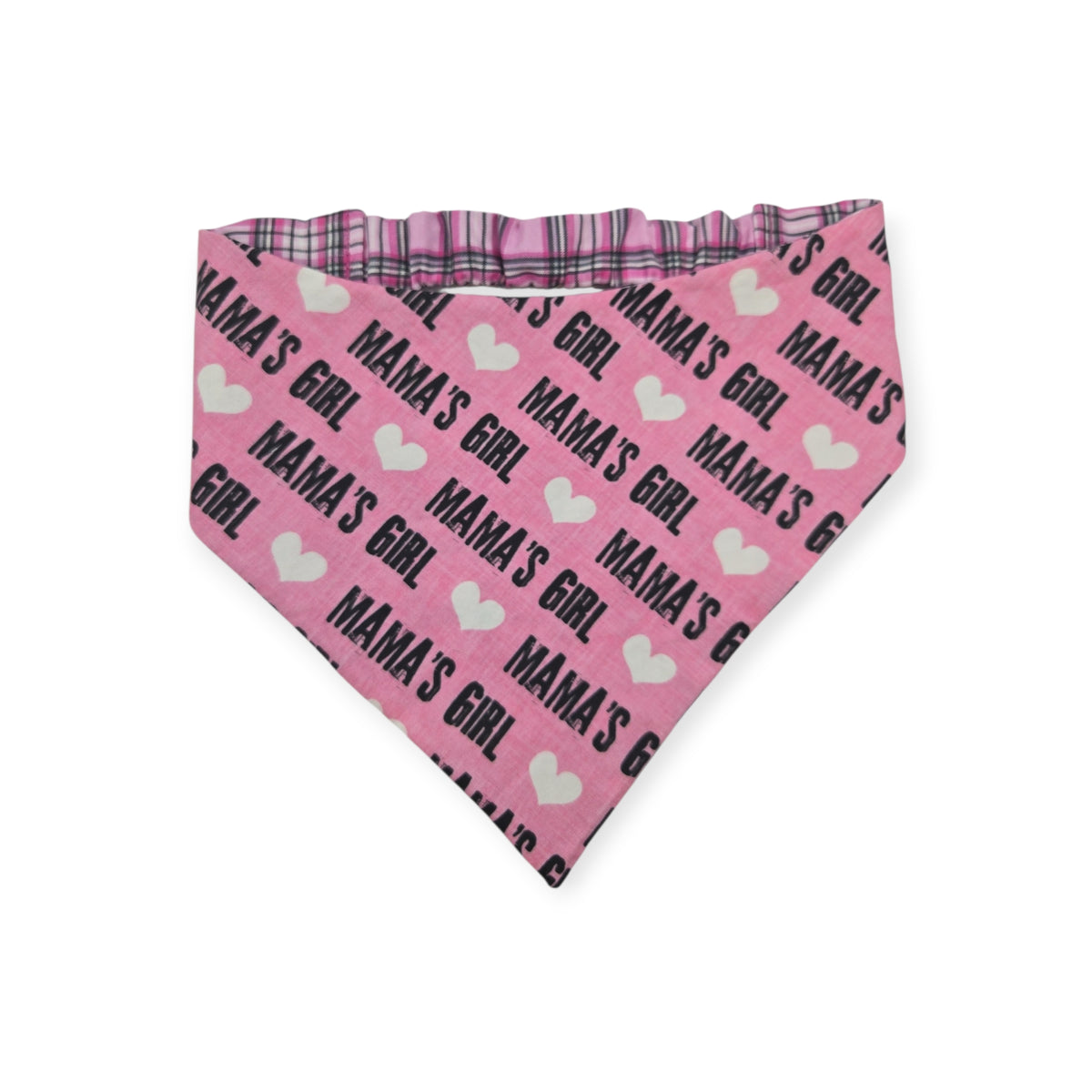 Mama's Girl/Pink Furberry Plaid Reversible Slip-on Scrunchie Bandana (X-Large)