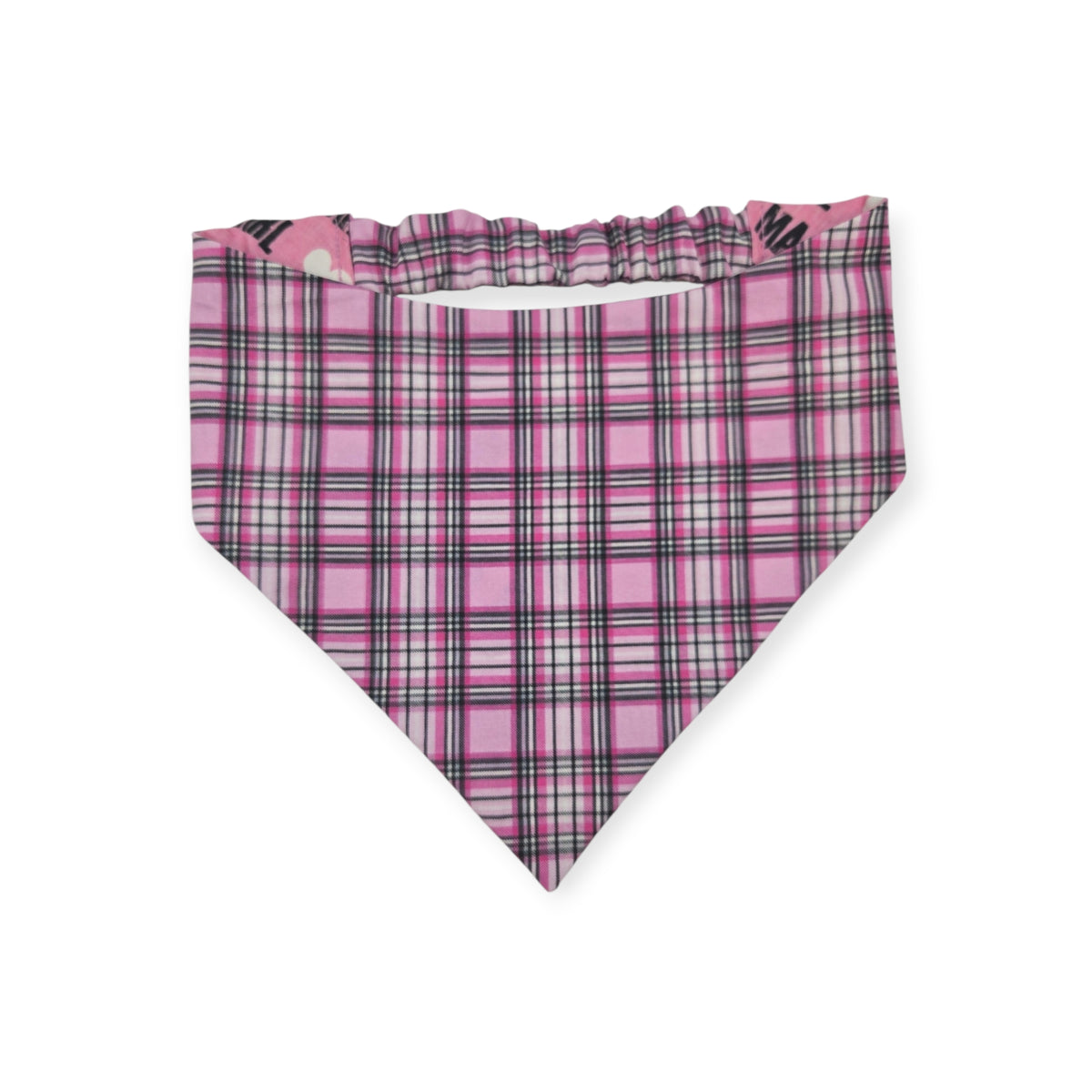 Mama's Girl/Pink Furberry Plaid Reversible Slip-on Scrunchie Bandana (Large)