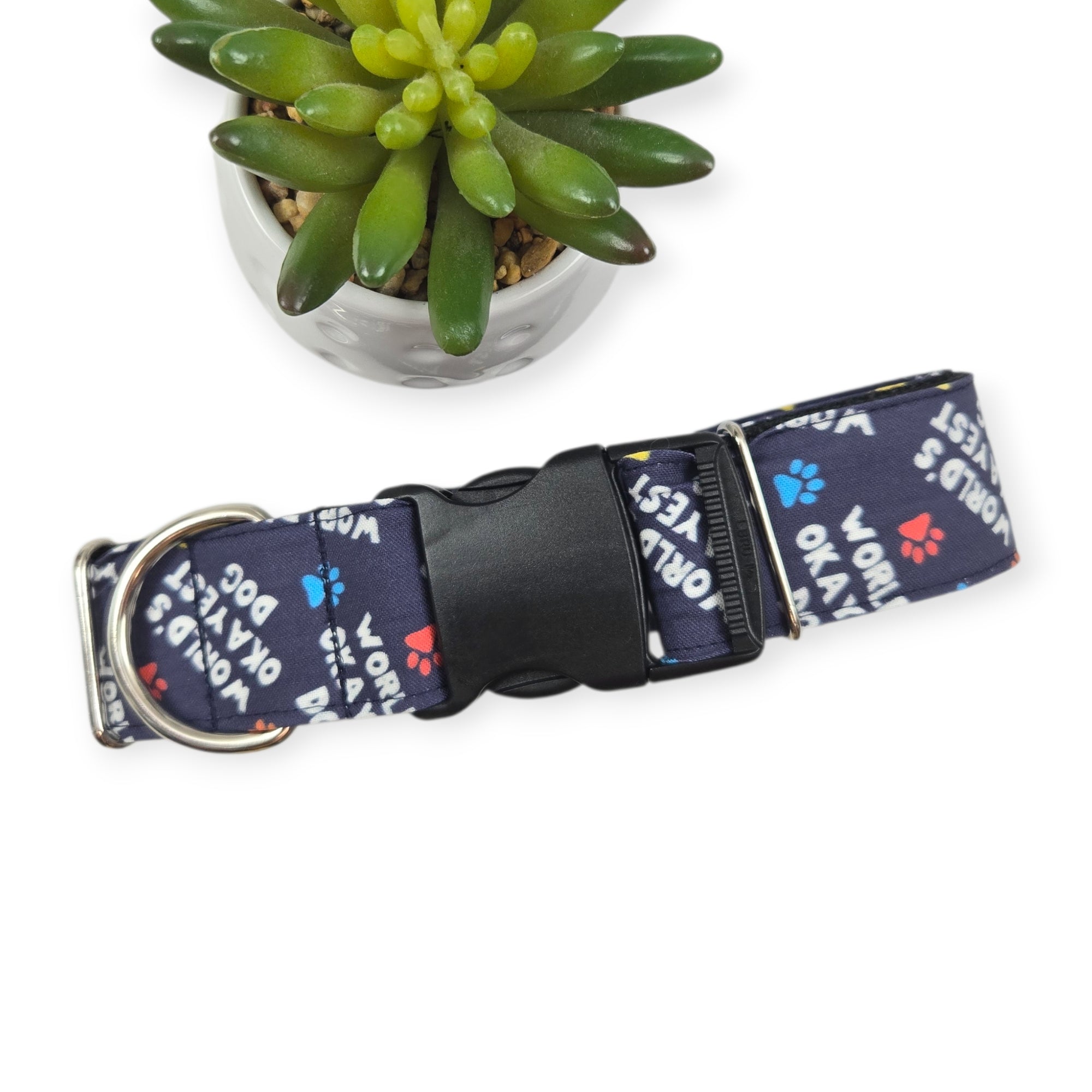 World's Okayest Dog Dog Collar (XX-Large, 1.5" wide)