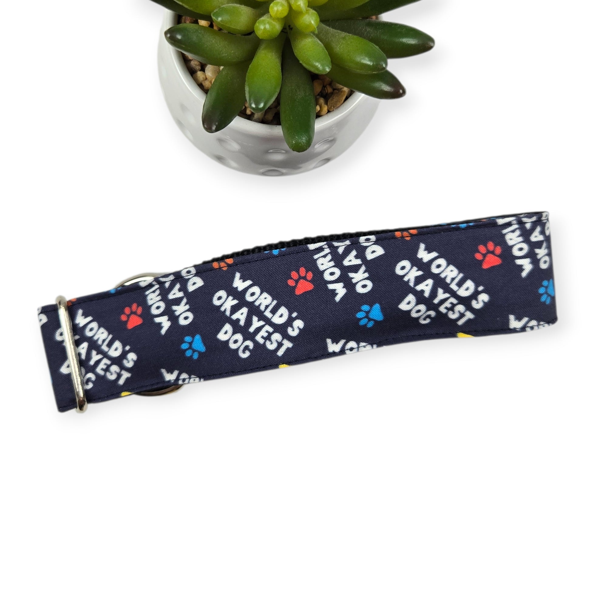 World's Okayest Dog Dog Collar (XX-Large, 1.5" wide)