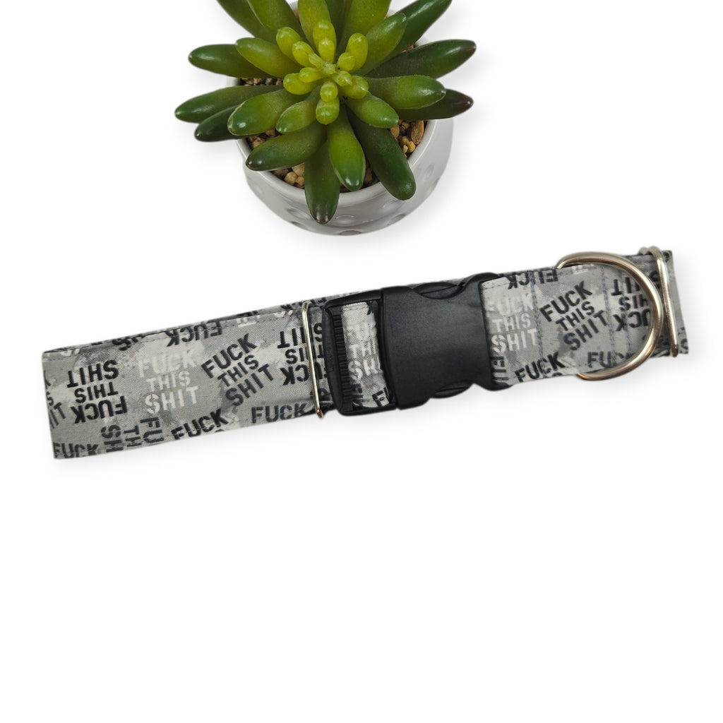 Fuck This Shit Stencil Dog Collar (XX-Large, 1.5" wide)