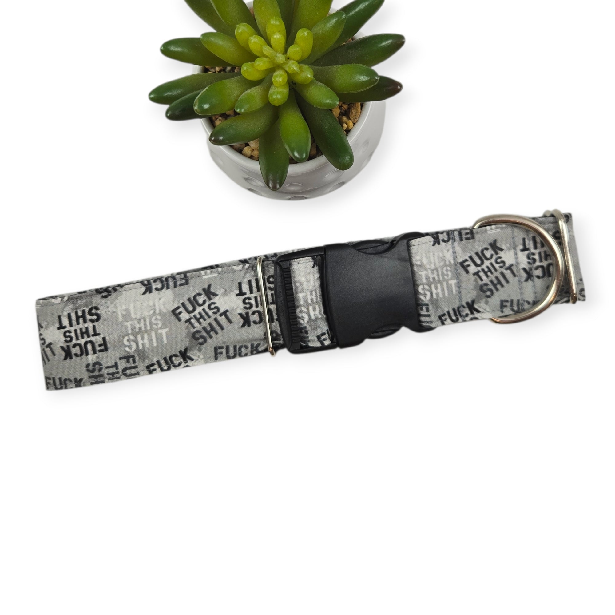 Fuck This Shit Stencil Dog Collar (XX-Large, 1.5" wide)