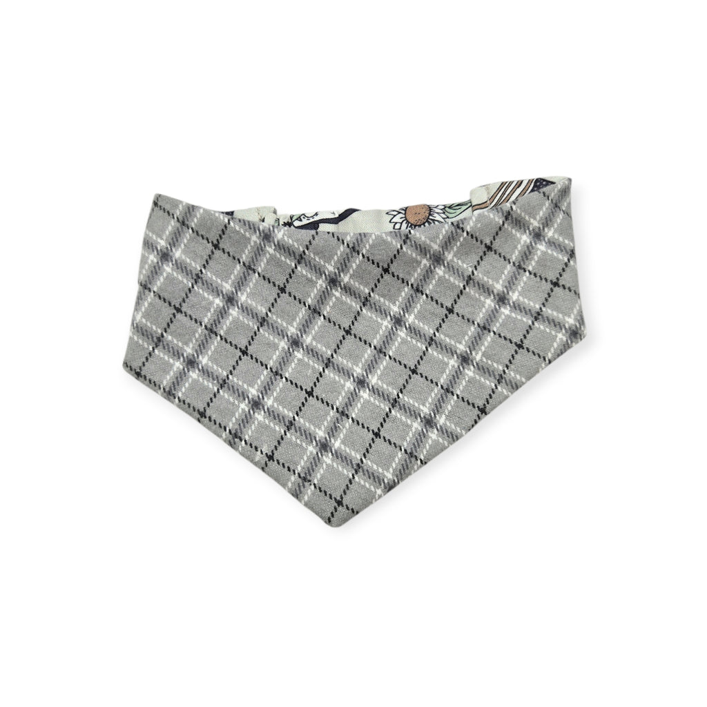 Little Cowboy/Gray Plaid Reversible Slip-on Scrunchie Bandana (X-Small/Small)