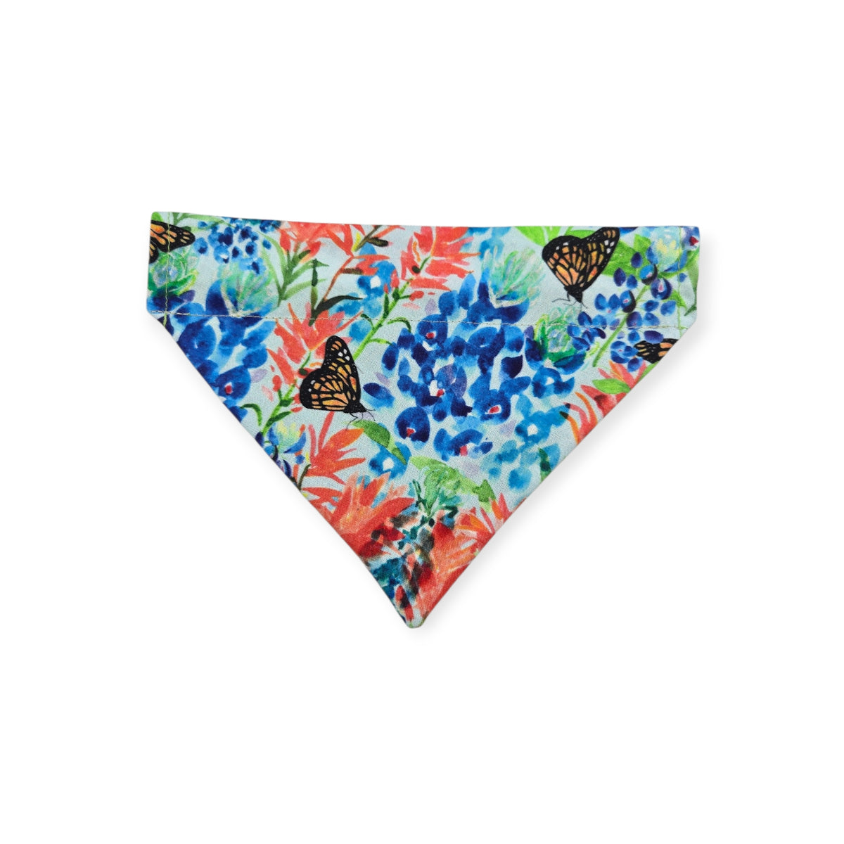 Indian Paintbrush & Bluebonnet/Green Plaid Reversible Slide-on Bandana (Small)