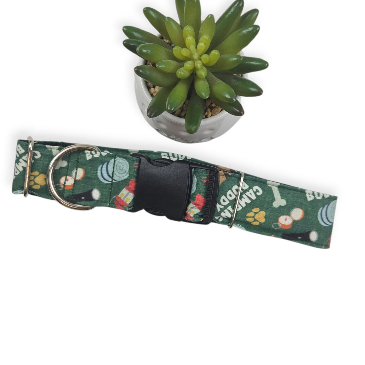 Camping Dog Dog Collar (XX-Large, 1.5" wide)