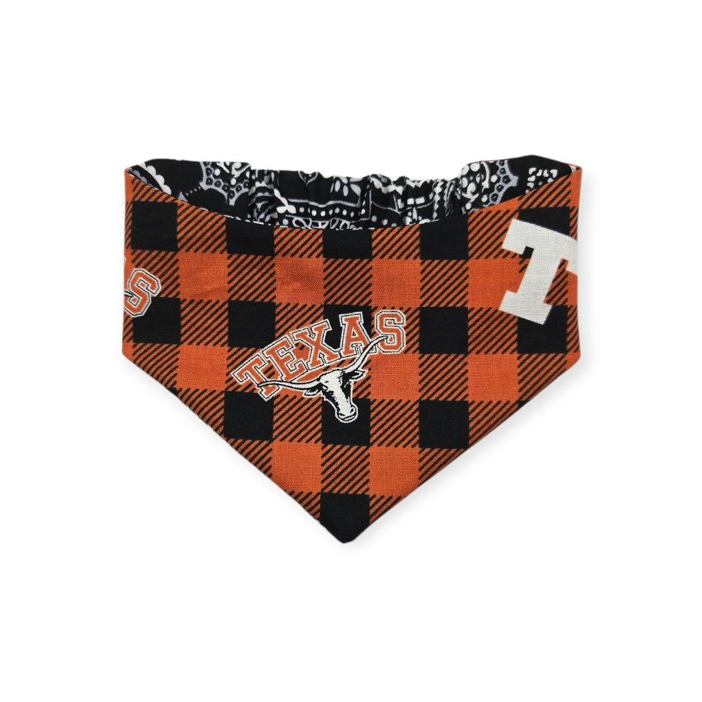 Texas Buffalo Plaid/Black Paisley Reversible Slip-on Scrunchie Bandana (X-Small/Small)