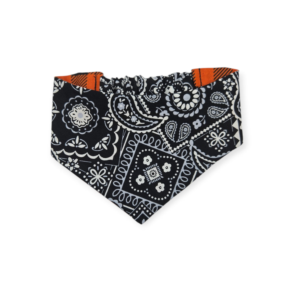 Texas Buffalo Plaid/Black Paisley Reversible Slip-on Scrunchie Bandana (X-Small/Small)