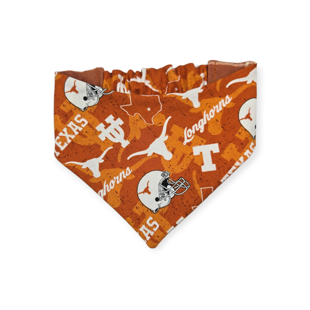 Longhorns/Orange Plaid Reversible Slip-on Scrunchie Bandana (Small)