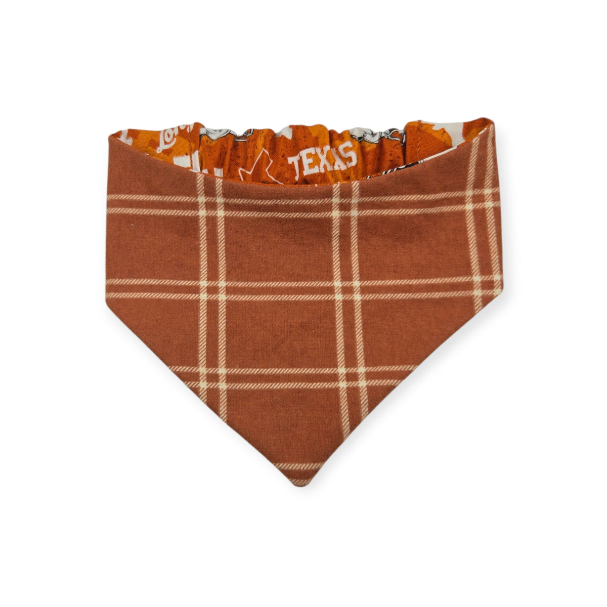 Longhorns/Orange Plaid Reversible Slip-on Scrunchie Bandana (Small)