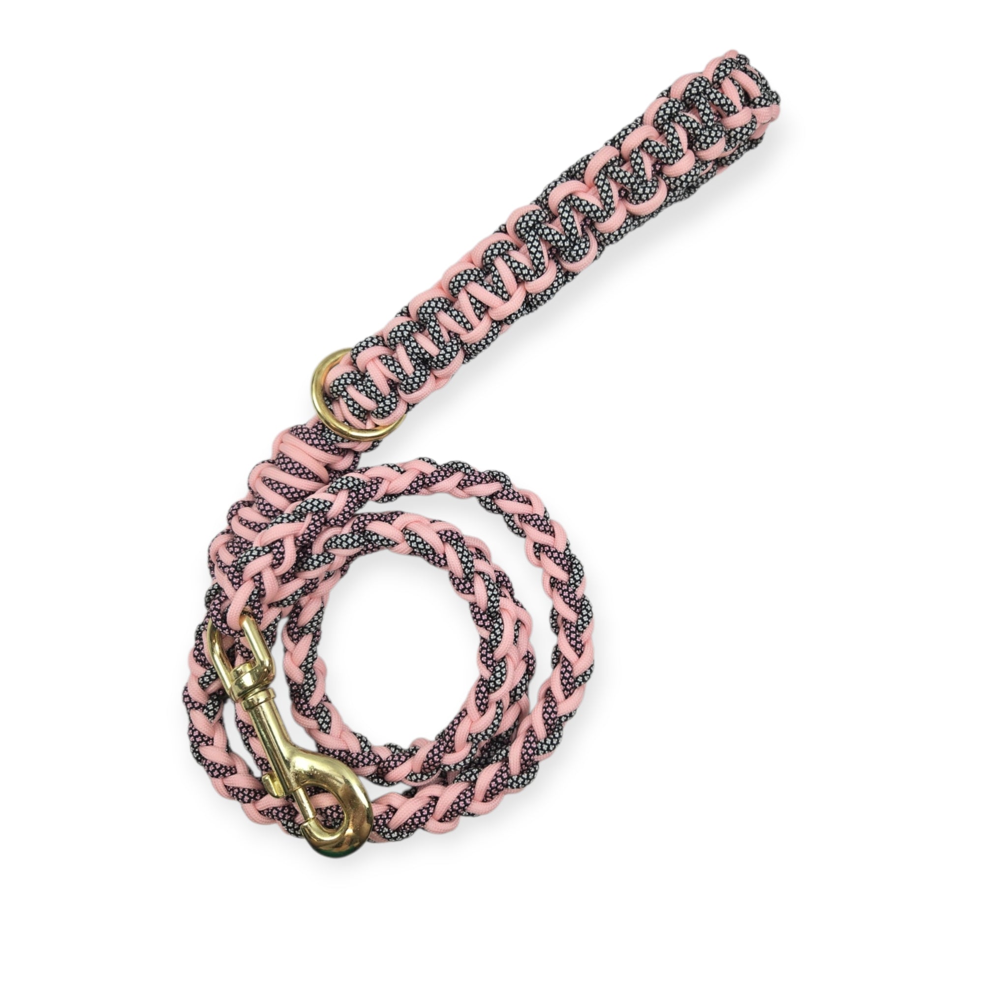 Pastel Pink & Black Paracord Rope leash (4.5')