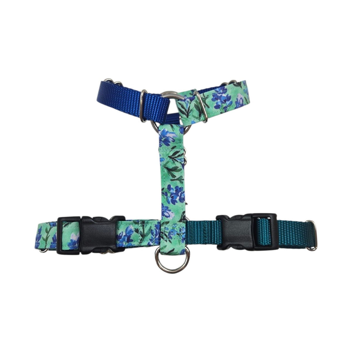 Preppy Bluebonnets on Green SureFit Harness (Small/Medium)