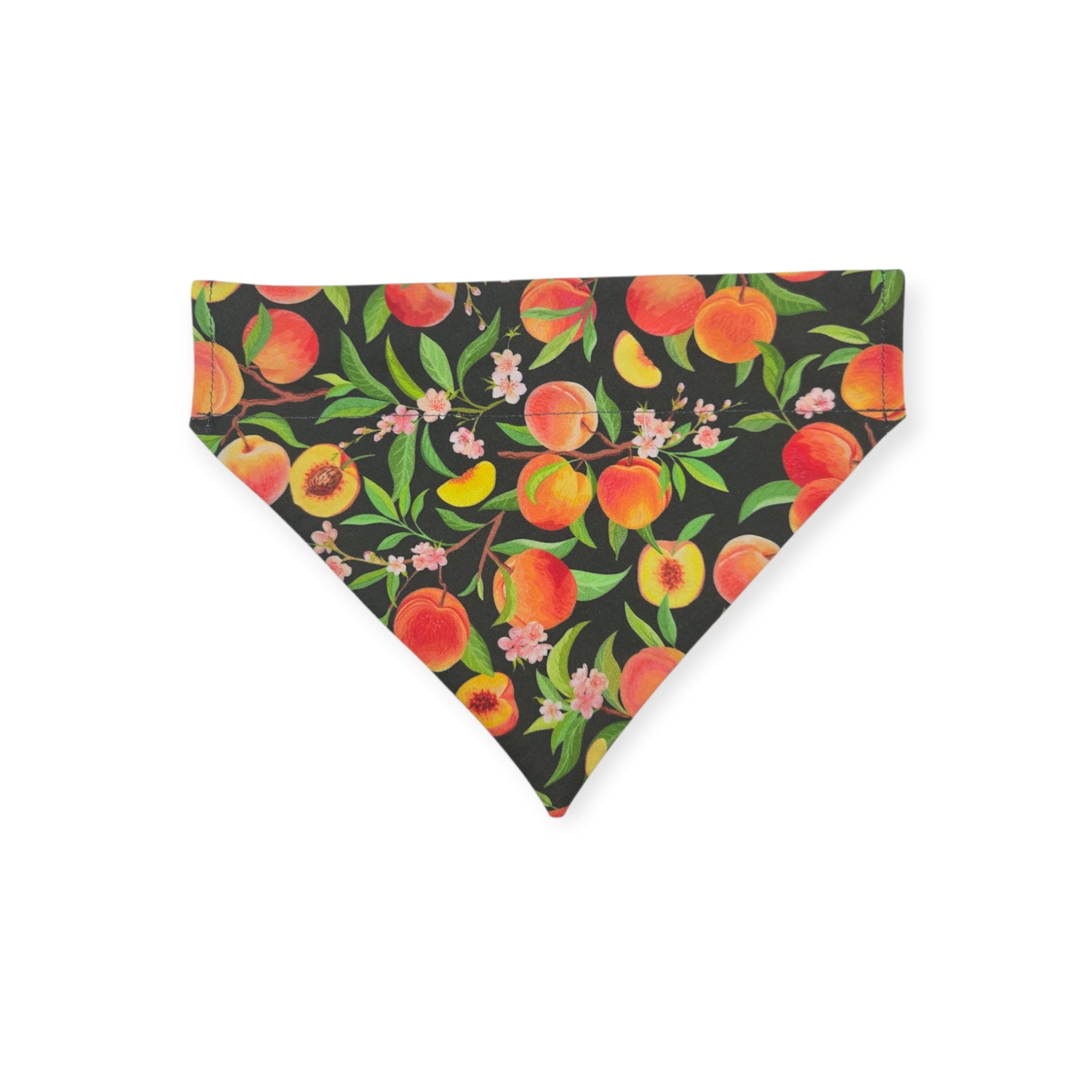 Peach Tree on Black/Green & Blue Spring Plaid Reversible Slide-on Bandana (Large)