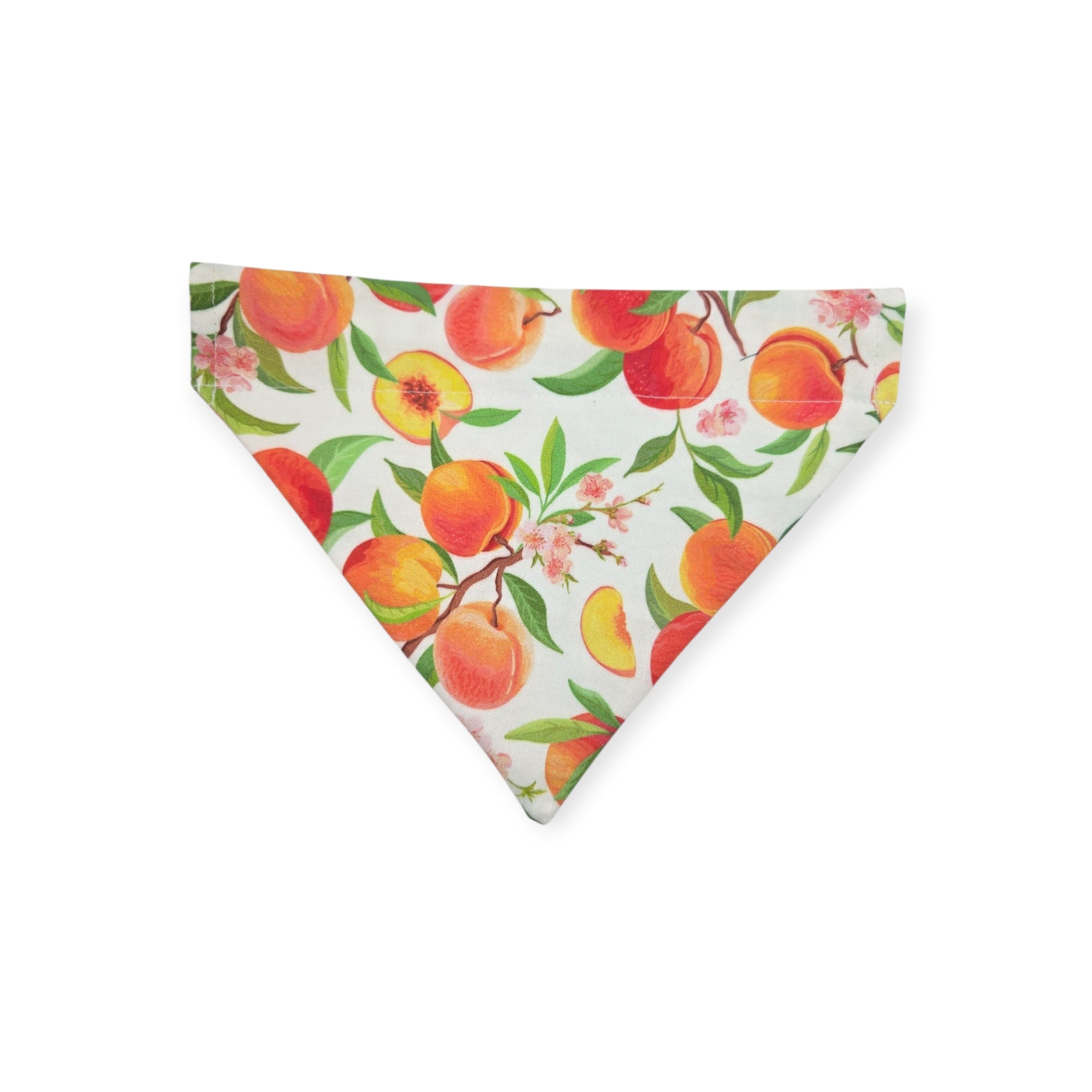 Peach Tree on White/Peach Windowpane Plaid Reversible Slide-on Bandana (Medium)
