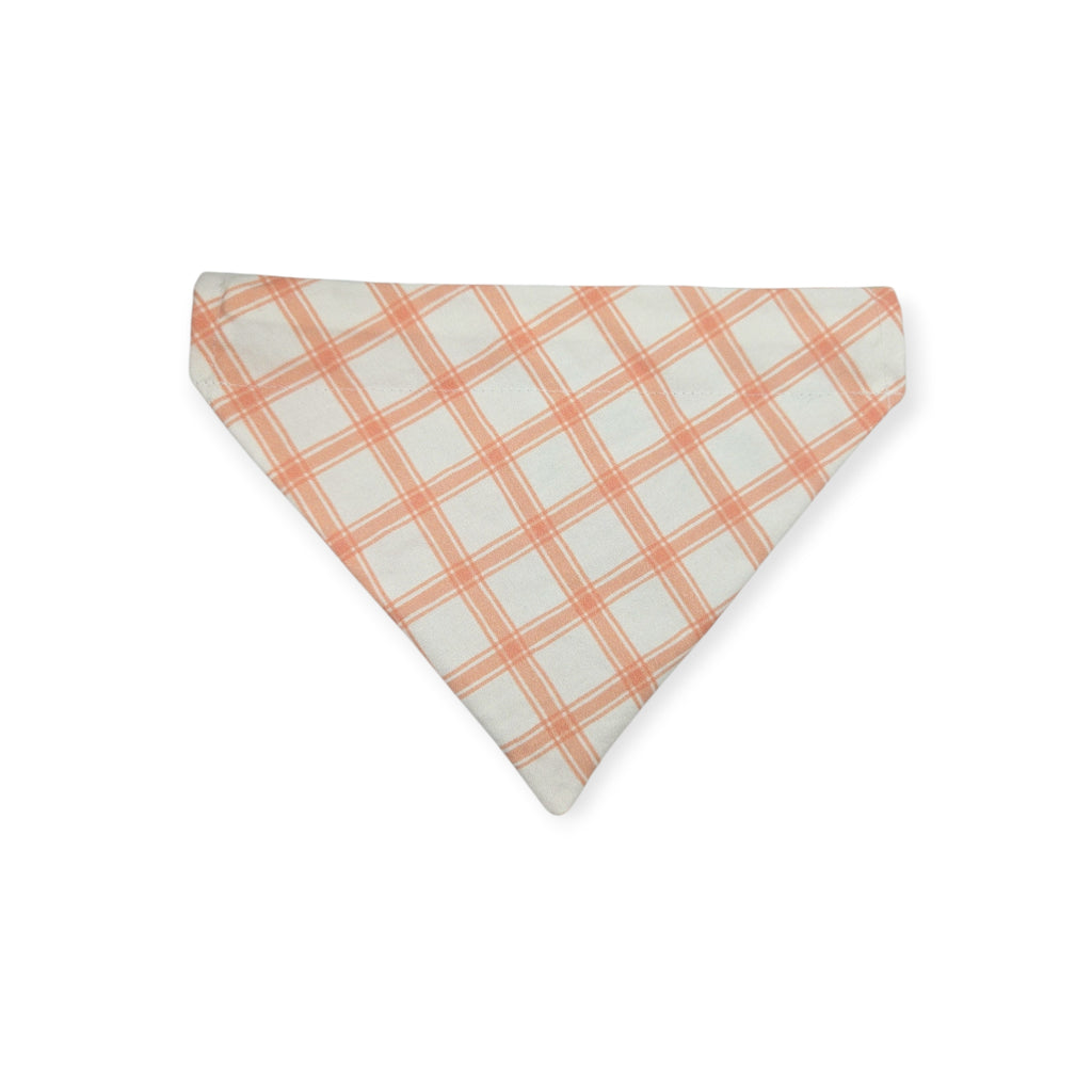 Peach Tree on White/Peach Windowpane Plaid Reversible Slide-on Bandana (Small)