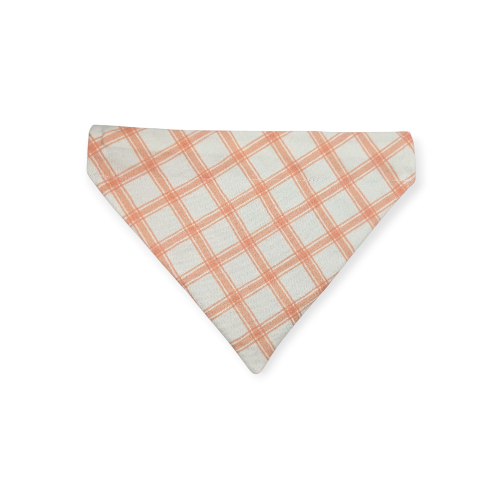 Peach Tree on White/Peach Windowpane Plaid Reversible Slide-on Bandana (Small)