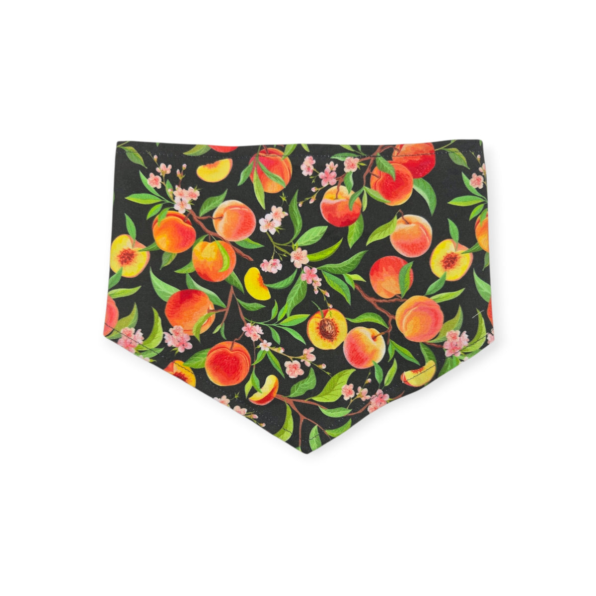 Peach Tree on Black/Green & Blue Spring Plaid Reversible Tie-on Bandana (Large)