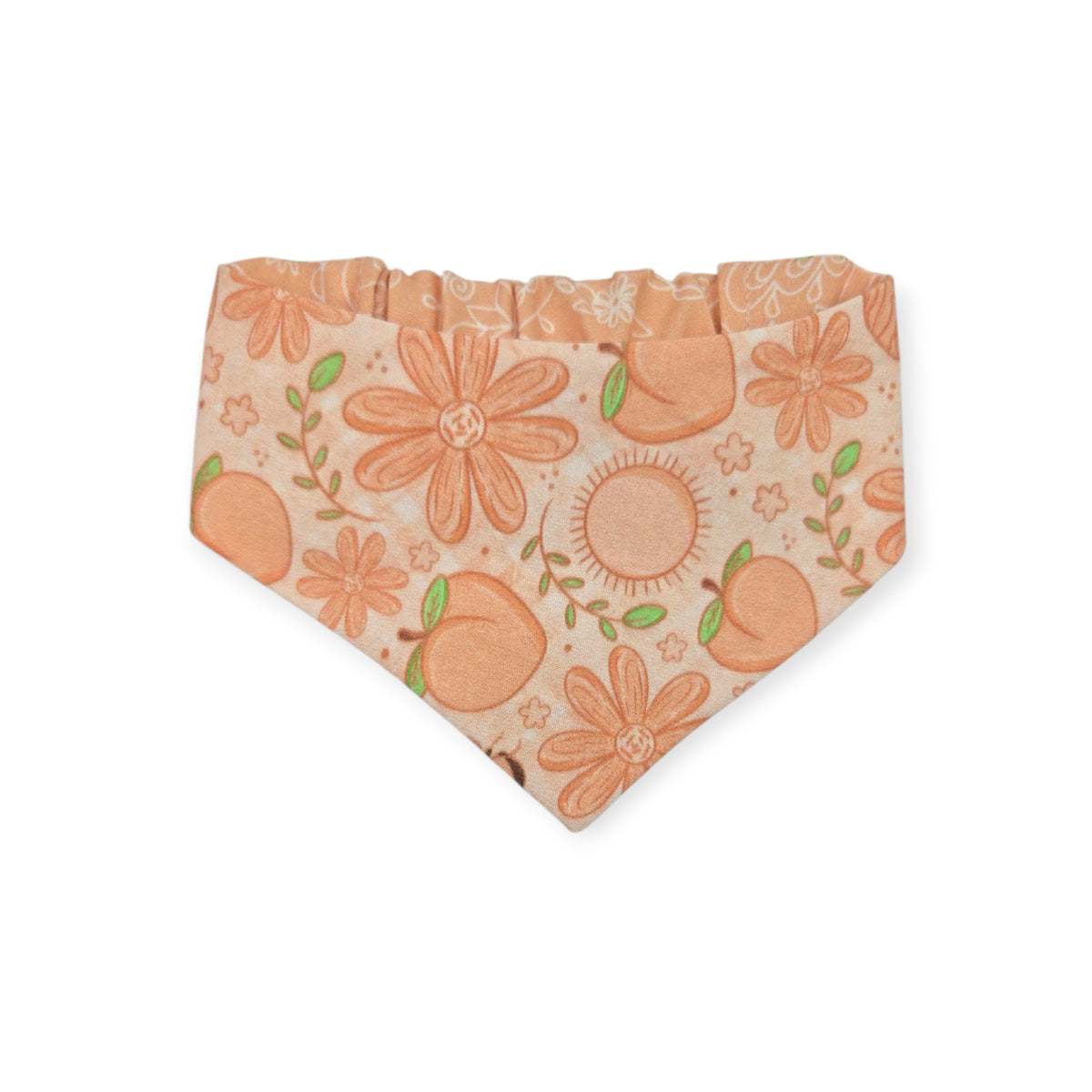 Peach Fuzz in Nature/Peach Floral Paisley Reversible Slip-on Scrunchie Bandana (X-Small/Small)