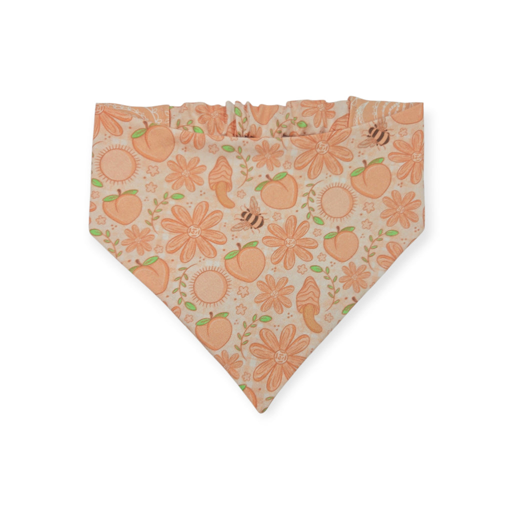Peach Fuzz in Nature/Peach Floral Paisley Reversible Slip-on Scrunchie Bandana (Large)