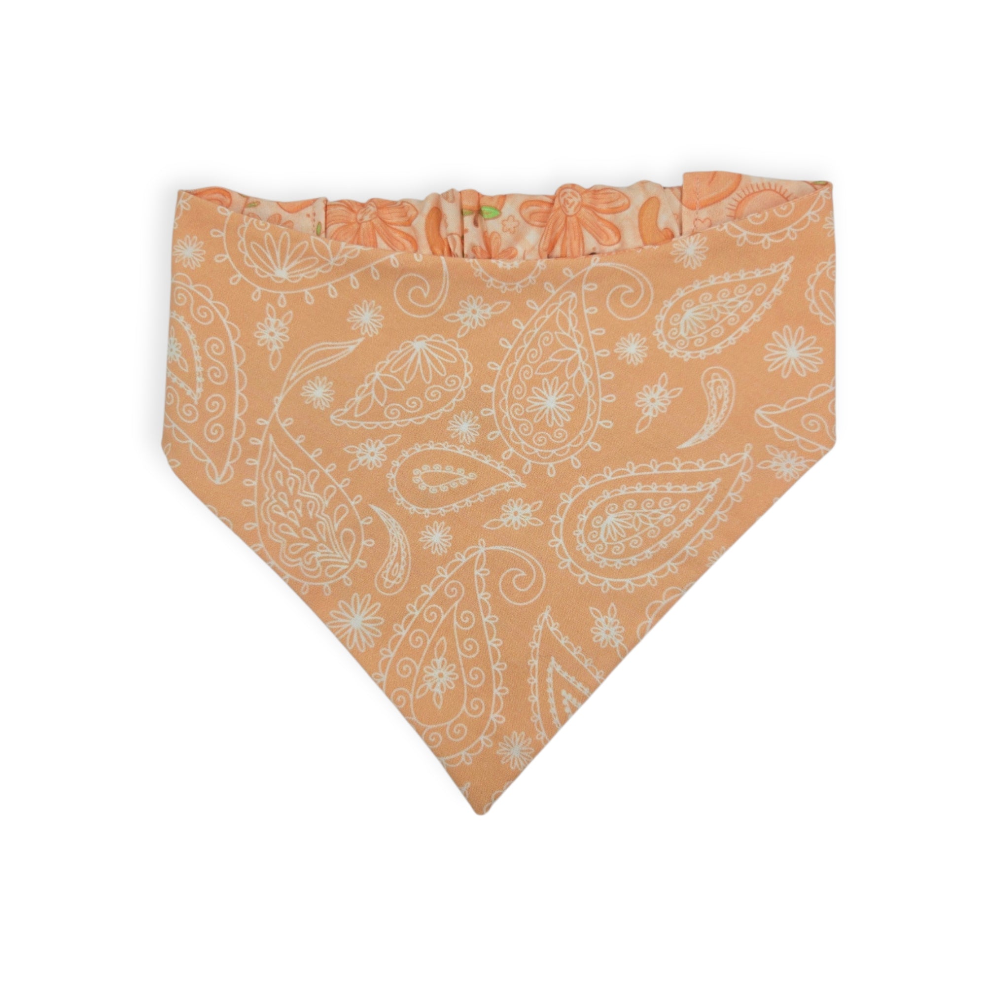 Peach Fuzz in Nature/Peach Floral Paisley Reversible Slip-on Scrunchie Bandana (Large)